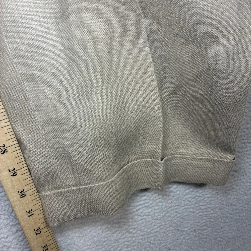 Vintage Polo Ralph Lauren Linen Pant Men 38x32 Beige Pleat Cuffed Dress Trouser